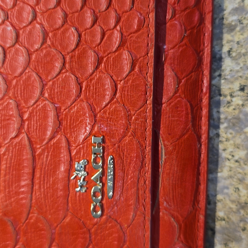 Coach Red Python Embossed Wallet - Picture 5 of 11